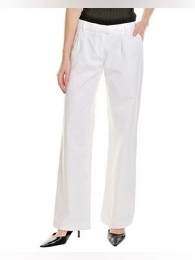 The Kooples Wide Leg Cuffed Trousers Size 42 | White Tailored Palazzo Pants M/L